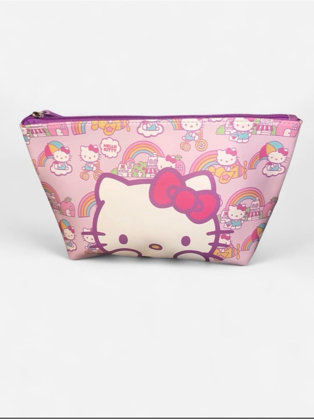 Hello Kitty Purple Rainbow Large Cosmetic Pouch